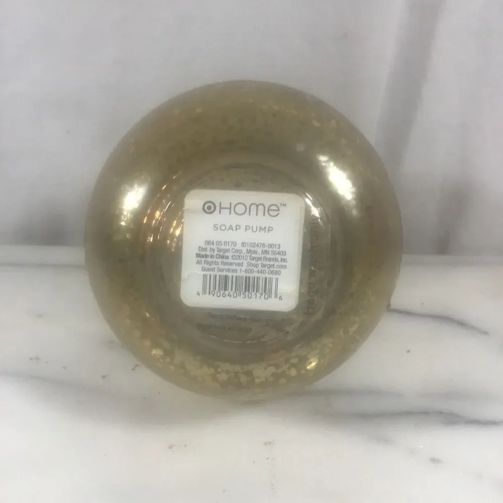 Gold Colored Glass Soap/Lotion Dispenser with Black Pump, Home Decor